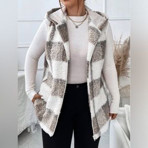 Shein Plaid Teddy Vest Coast